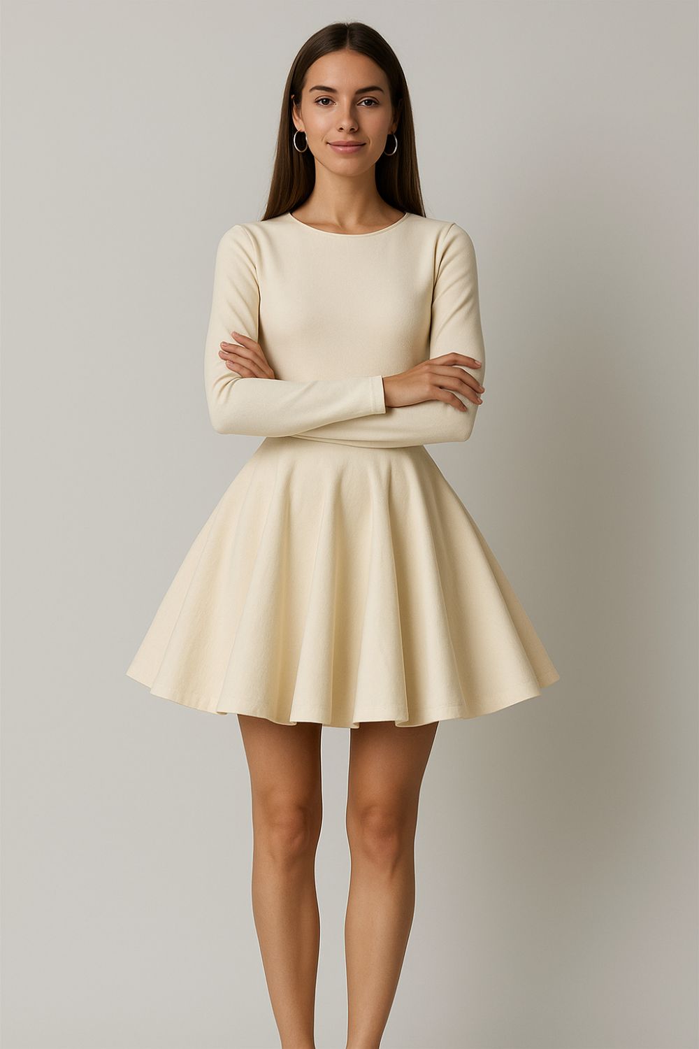 ISOLDE LONG SLEEVE SCULPTED MINI DRESS