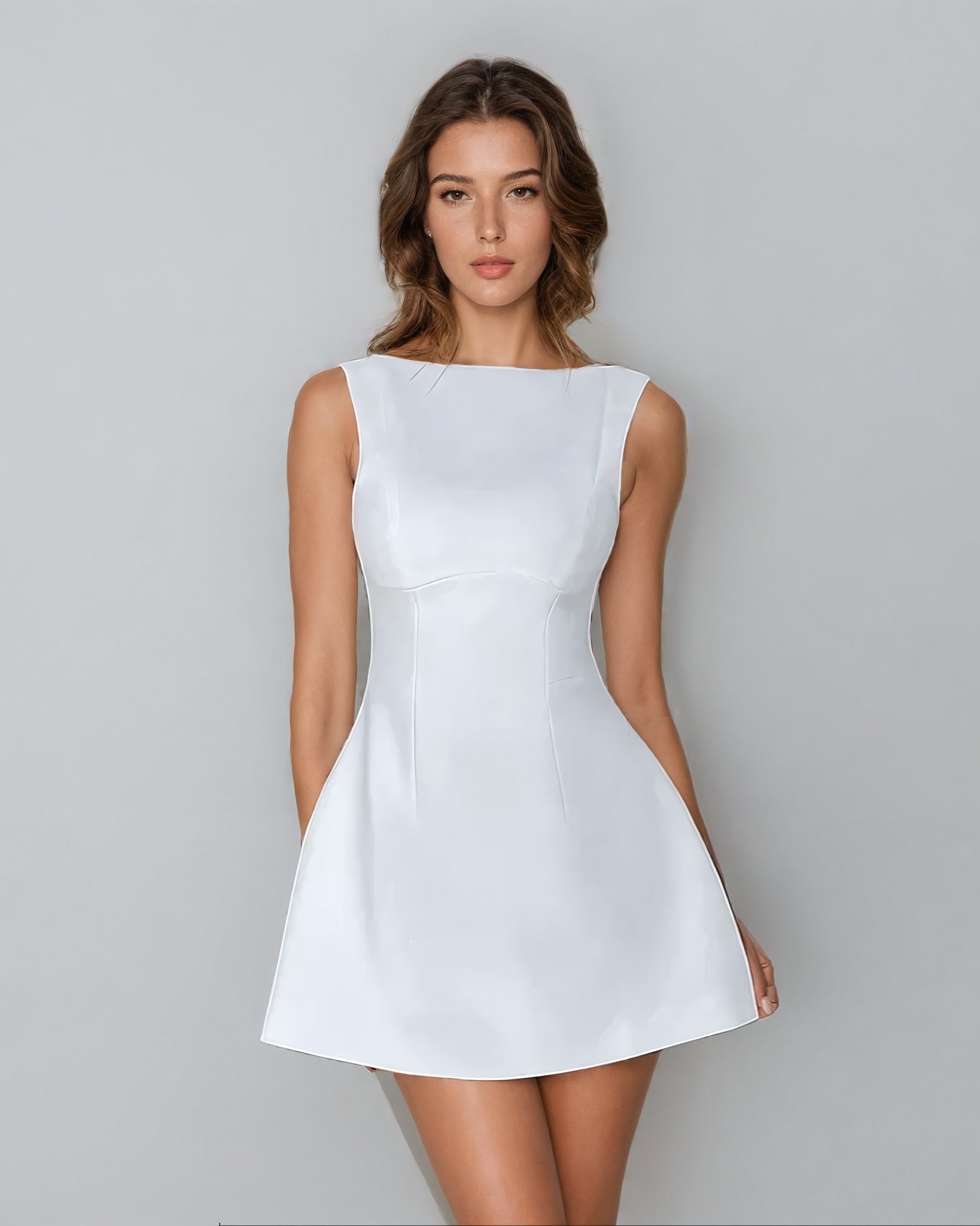 LAUREN SCULPTED OPEN BACK MINI DRESS