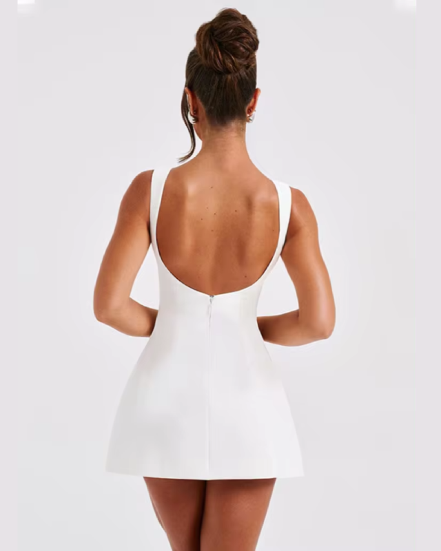 LAUREN SCULPTED OPEN BACK MINI DRESS