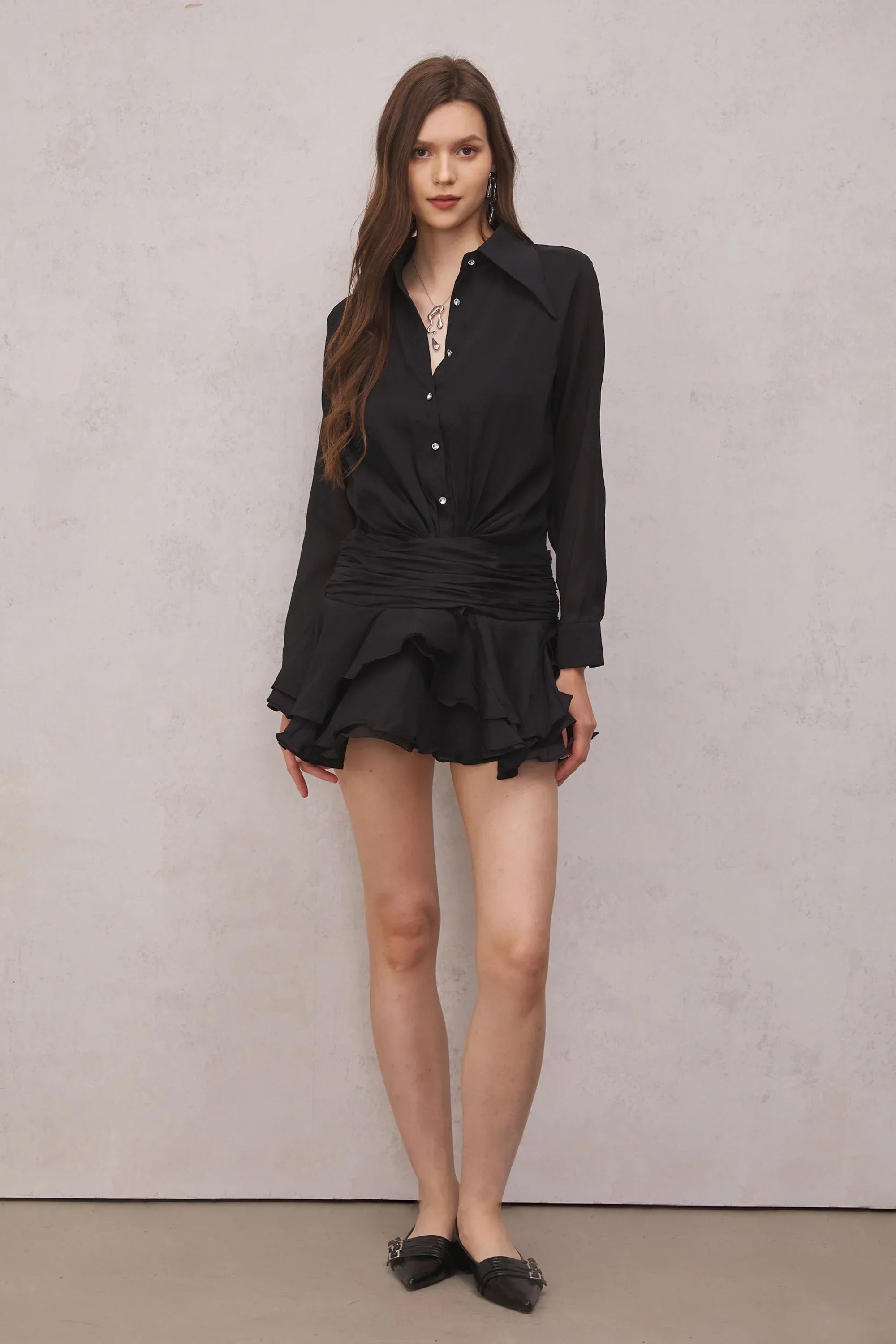 TEZA RUFFLED MINI DRESS