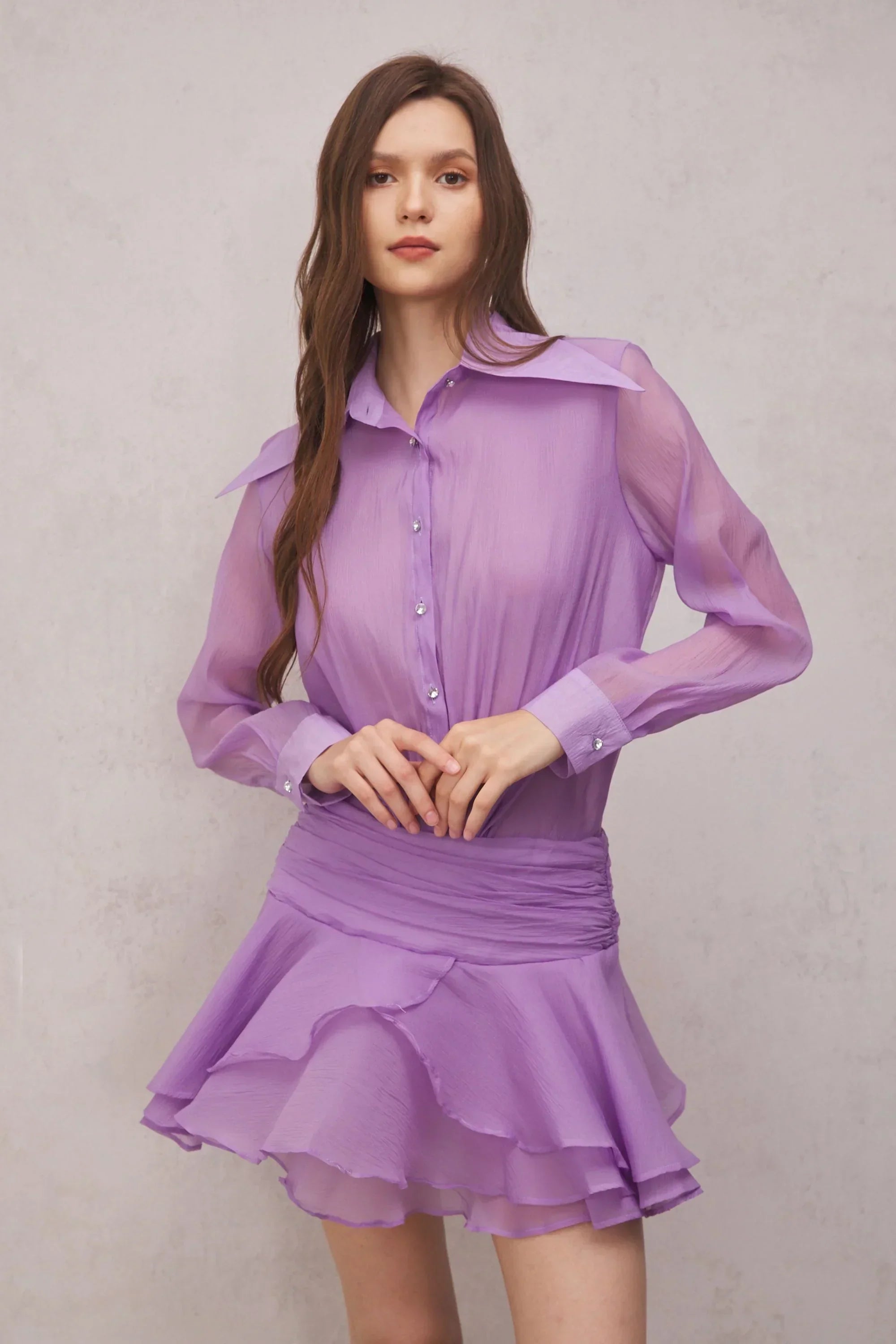 TEZA RUFFLED MINI DRESS