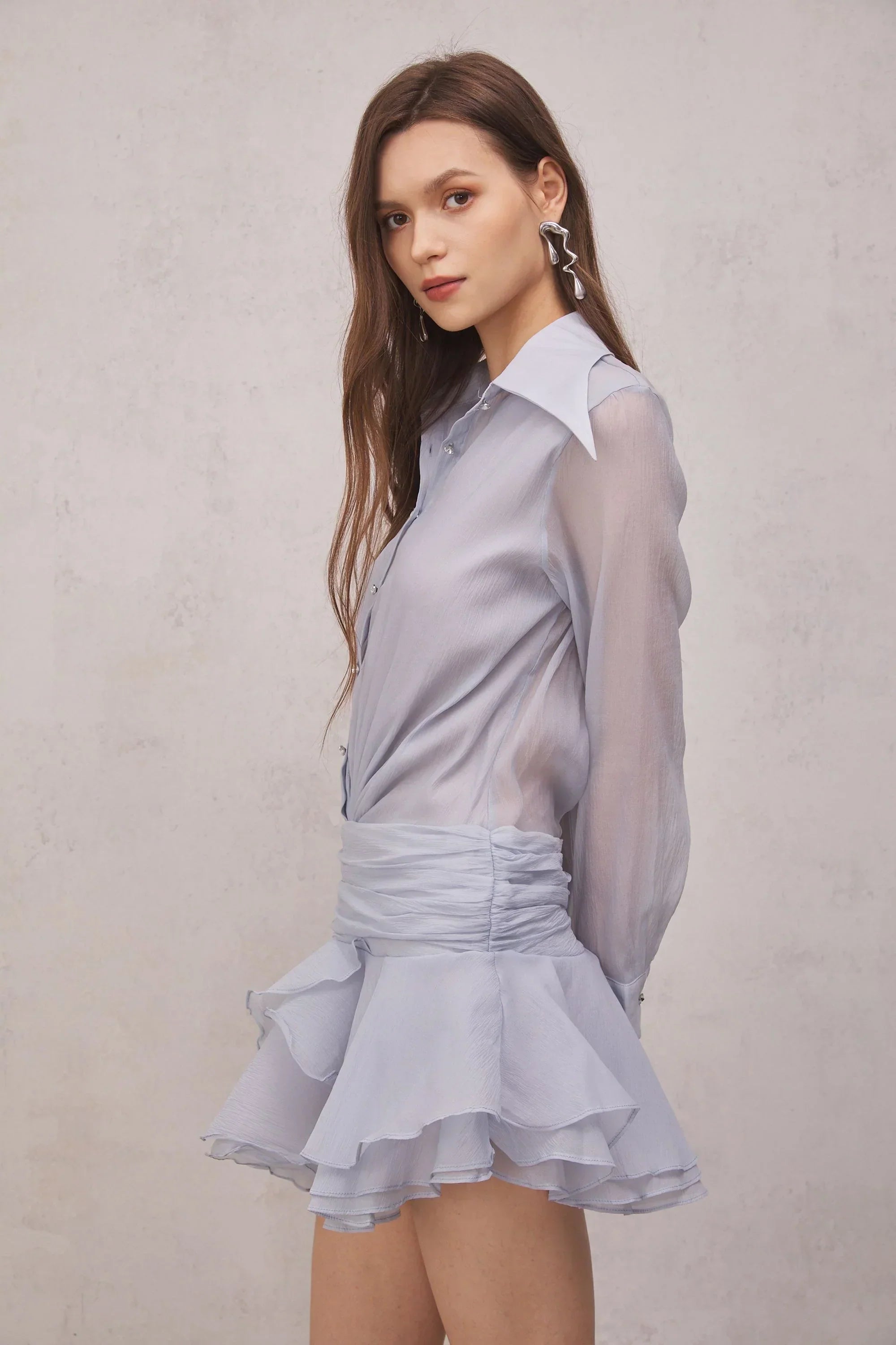 TEZA RUFFLED MINI DRESS