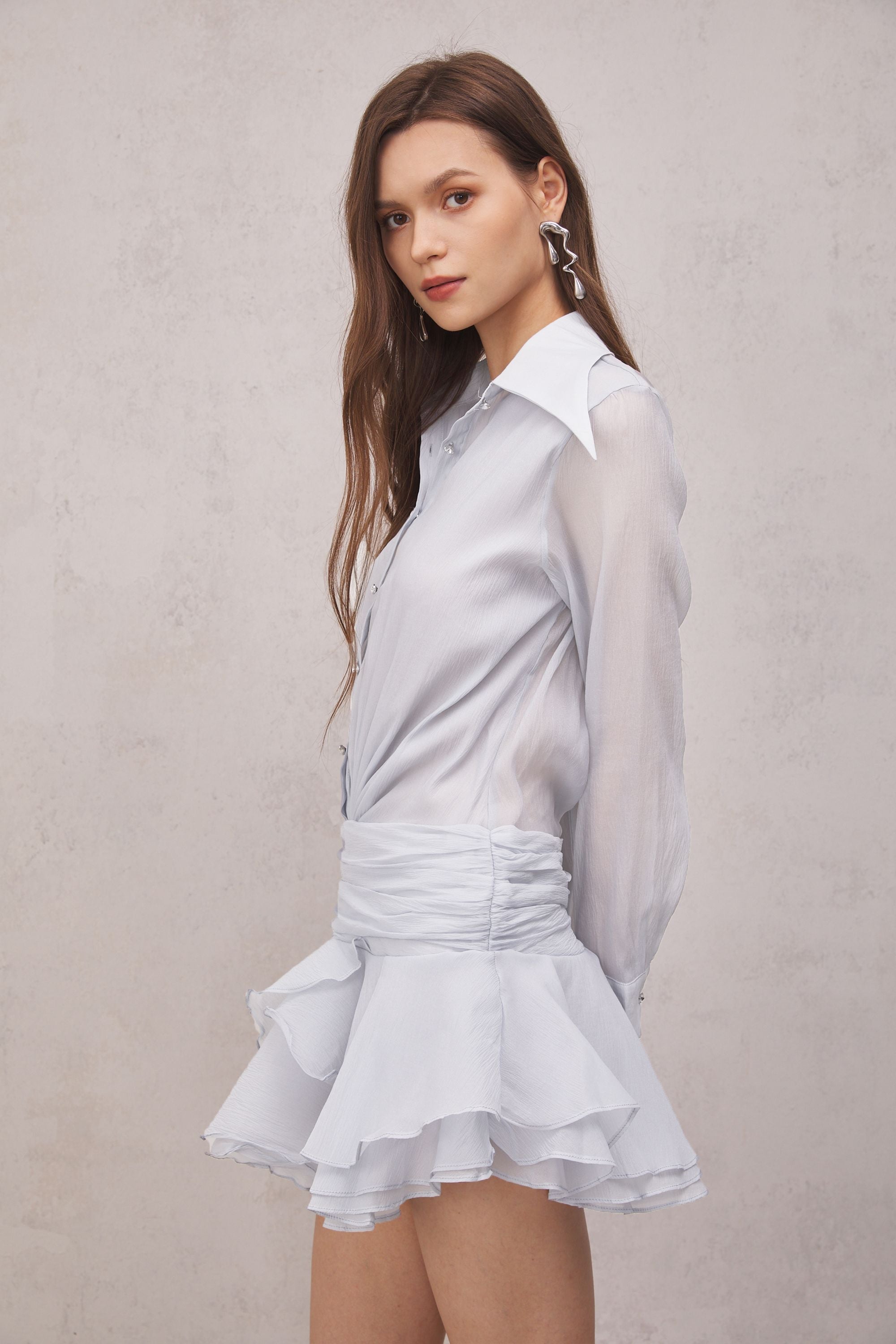 TEZA RUFFLED MINI DRESS