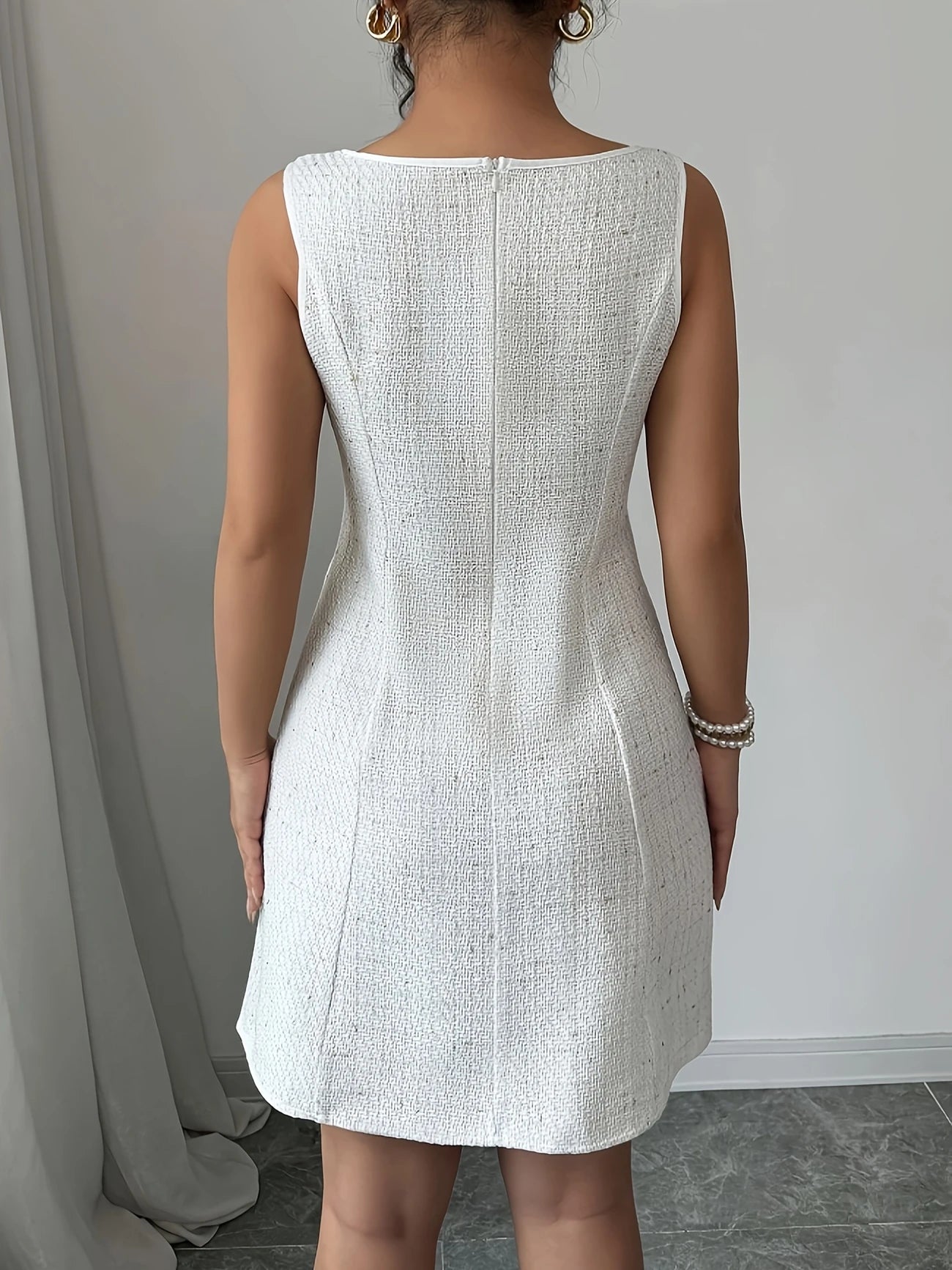 PEARL SLEEVELESS TWEED DRESS